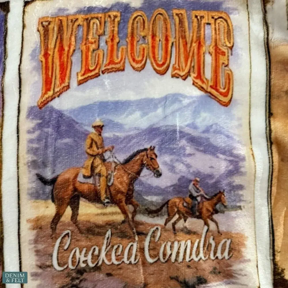 Lucky & Blessed Western Cowboy Poster Sherpa Throw‎ Blanket Vintage Rustic NEW